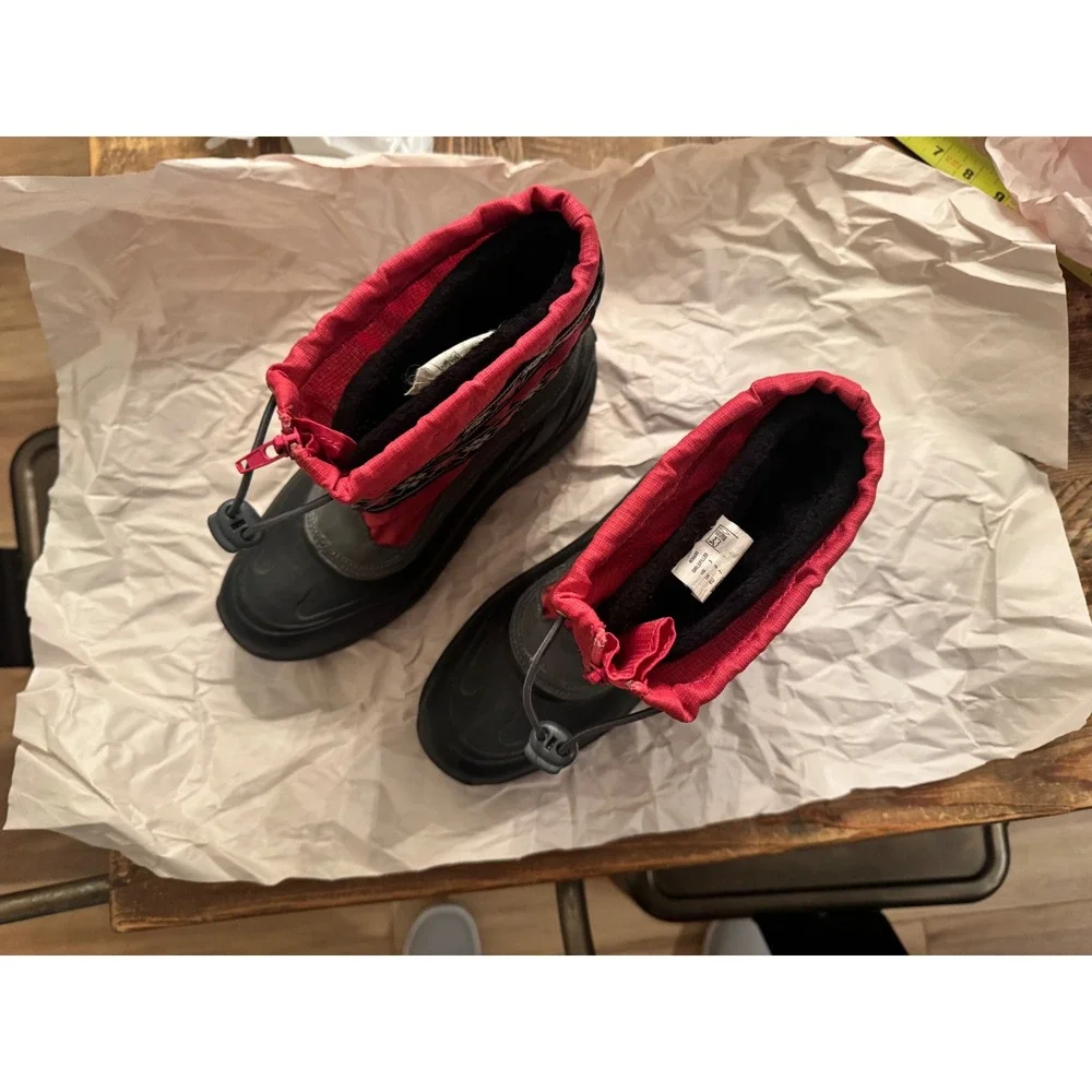 Lands End Snow Flurry Kids Winter Boots Pink Black Size 3 Girls 406690